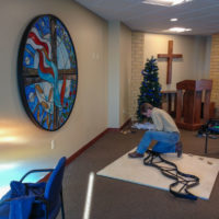 Preparing stained glass panel for installation